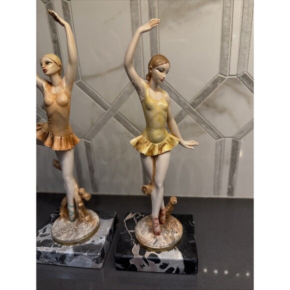 TWO Vintage Simonetti Depose Italy Ballerina Figurines #351 & 352 Carrara Marble - Picture 5 of 15